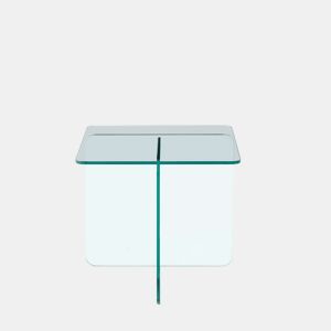 Mesa auxiliar de vidro - Vidro temperado transparente curvo, mesa lateral para sofá - Transparente