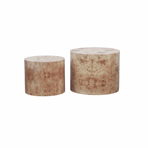 Mesa de centro empilhável de 2 peças - design redondo e moderno em madeira para sala de estar, quarto, varanda e escritório - madeira natural