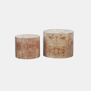 Mesa de centro empilhável de 2 peças - design redondo e moderno em madeira para sala de estar, quarto, varanda e escritório - madeira natural