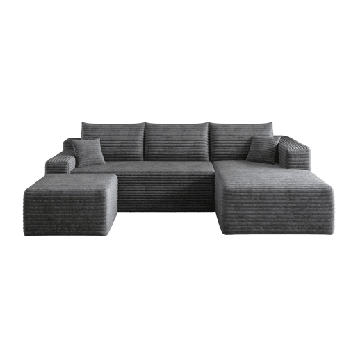 Sofá de canto L 241 cm - design moderno em forma de nuvem, assento profundo, sem montagem - cinzento escuro Sofá de canto L 241 cm - design moderno em forma de nuvem, assento profundo, sem montagem - cinzento escuro