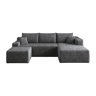 Sofá de canto L 241 cm - design moderno em forma de nuvem, assento profundo, sem montagem - cinzento escuro