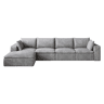 Sofá modular de 340 cm - design de dupla camada, estofo em veludo cotelê, almofadas removíveis, sem montagem - cinzento