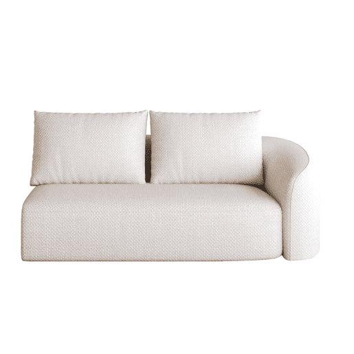 Sofá modular 160 x 90 x 85 cm - Chaise longue à direita, estofado em tecido chenille - Branco