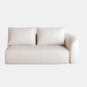 Sofá modular 160 x 90 x 85 cm - Chaise longue à direita, estofado em tecido chenille - Branco