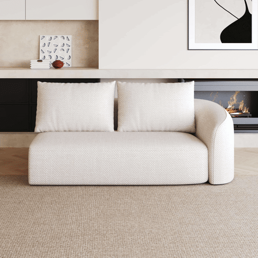 Sofá modular 160 x 90 x 85 cm - Chaise longue à direita, estofado em tecido chenille - Branco