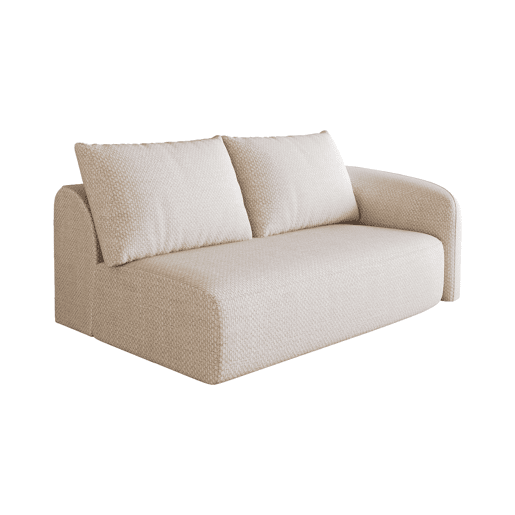 Sofá modular 160 x 90 x 85 cm - Chaise longue à direita, estofado em tecido chenille - Branco