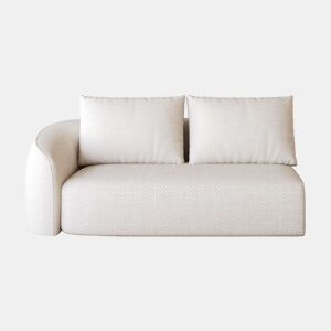 Sofá modular 160 x 90 x 85 cm - 2 lugares em chenille com design de chaise longue à esquerda - Branco