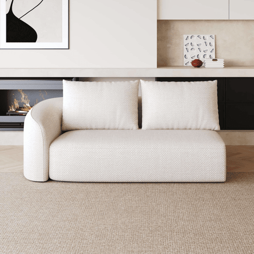Sofá modular 160 x 90 x 85 cm - 2 lugares em chenille com design de chaise longue à esquerda - Branco Sofá modular 160 x 90 x 85 cm - 2 lugares em chenille com design de chaise longue à esquerda - Branco