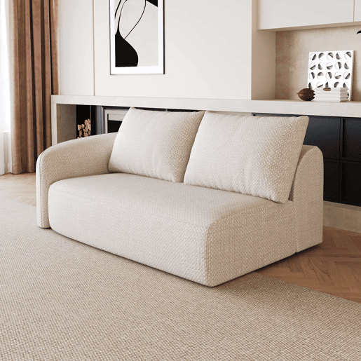 Sofá modular 160 x 90 x 85 cm - 2 lugares em chenille com design de chaise longue à esquerda - Branco Sofá modular 160 x 90 x 85 cm - 2 lugares em chenille com design de chaise longue à esquerda - Branco
