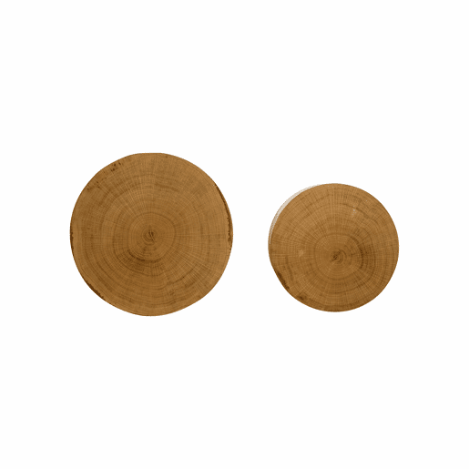 Conjunto de 2 mesas de centro redondas - estilo moderno em madeira com design de tronco natural e empilháveis - madeira natural Conjunto de 2 mesas de centro redondas - estilo moderno em madeira com design de tronco natural e empilháveis - madeira natural