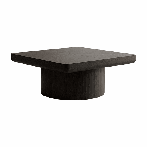 Mesa de centro quadrada 78x78 cm - moderna, com tampo com efeito de madeira e padrão de parquet, e base cilíndrica, tampo espesso - Preto Mesa de centro quadrada 78x78 cm - moderna, com tampo com efeito de madeira e padrão de parquet, e base cilíndrica, tampo espesso - Preto