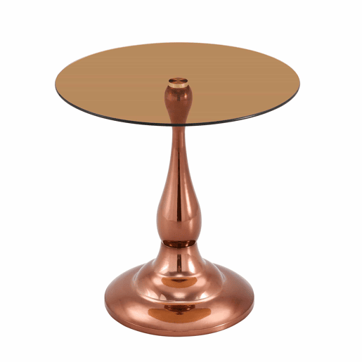 Mesa auxiliar redonda - Vidro temperado e base estável, design moderno e compacto para a sala de estar ou o quarto - Castanho Mesa auxiliar redonda - Vidro temperado e base estável, design moderno e compacto para a sala de estar ou o quarto - Castanho