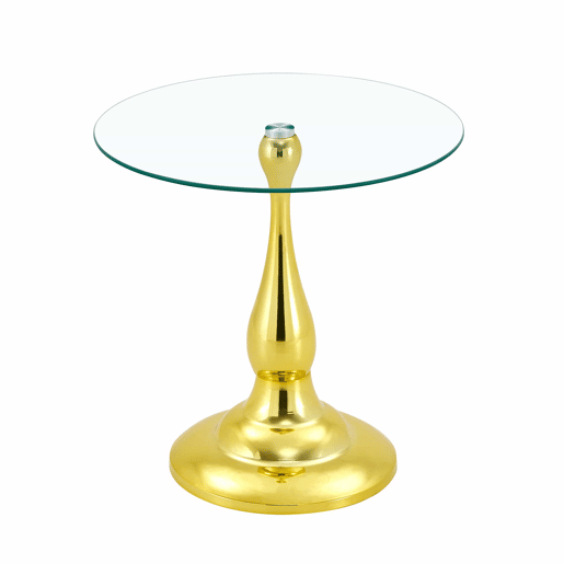 Mesa auxiliar redonda 50x50 cm - Vidro temperado e base estável, design moderno e compacto para a sala de estar ou o quarto - Dourado Mesa auxiliar redonda 50x50 cm - Vidro temperado e base estável, design moderno e compacto para a sala de estar ou o quarto - Dourado