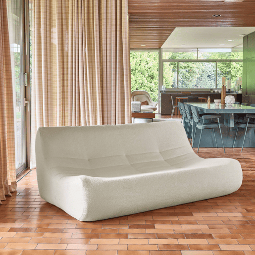 Sofá modular em tecido bouclé, 3 lugares Branco - 182x105x72 cm