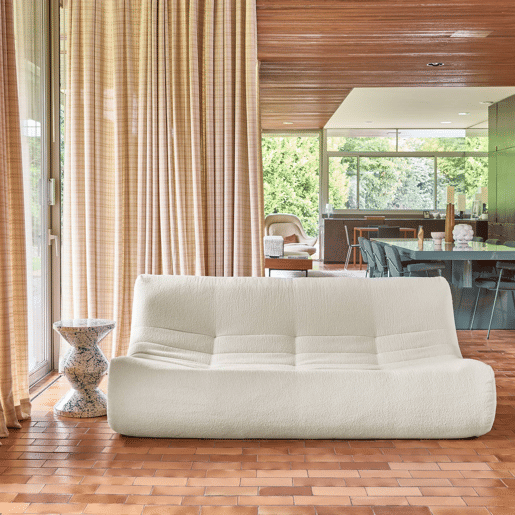 Sofá modular em tecido bouclé, 3 lugares Branco - 182x105x72 cm