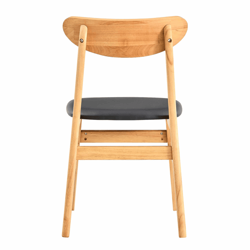 Conjunto de 2 cadeiras de jantar - Encosto em rattan, madeira maciça, assento almofadado ergonómico, estilo escandinavo - Madeira