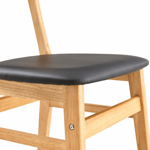 Conjunto de 2 cadeiras de jantar - Encosto em rattan, madeira maciça, assento almofadado ergonómico, estilo escandinavo - Madeira
