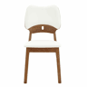 2 cadeiras de jantar - encosto em forma de borboleta, estrutura em madeira, assento almofadado, design moderno - Branco