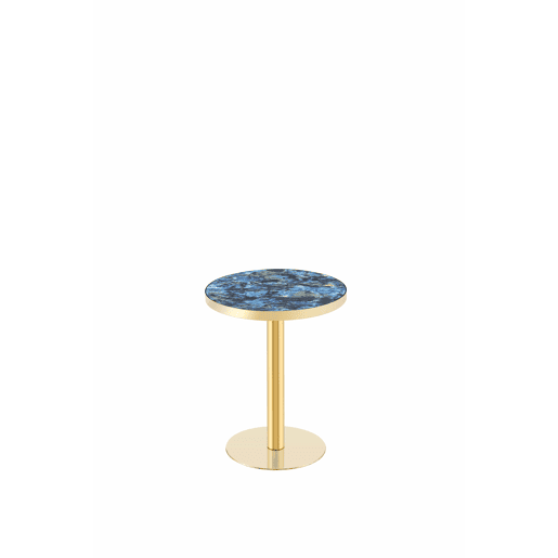 Mesa auxiliar redonda 60x60x74 cm - estilo moderno com tampo com efeito de mármore, borda dourada e estrutura metálica estável - Azul Mesa auxiliar redonda 60x60x74 cm - estilo moderno com tampo com efeito de mármore, borda dourada e estrutura metálica estável - Azul