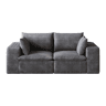 Sofá modular de 180 cm em veludo - design de dupla camada, almofadas removíveis, sem montagem, 2 lugares - cinzento escuro