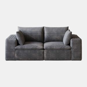 Sofá modular de 180 cm em veludo - design de dupla camada, almofadas removíveis, sem montagem, 2 lugares - cinzento escuro