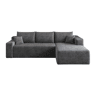 Sofá de canto L 241 cm - estilo moderno e minimalista, assento profundo, 3 lugares, sem montagem - Cinza escuro
