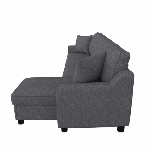 Sofá de canto 280 x 136 x 82 cm - modular em chenille com chaise longue, arrumação e encosto reclinável com porta-copos, 4 lugares - cinzento Sofá de canto 280 x 136 x 82 cm - modular em chenille com chaise longue, arrumação e encosto reclinável com porta-copos, 4 lugares - cinzento
