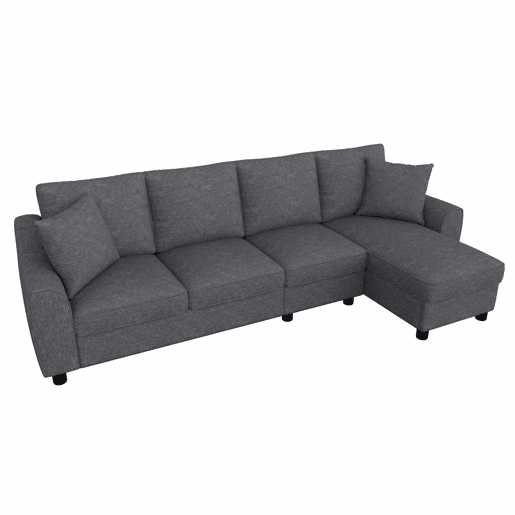 Sofá de canto 280 x 136 x 82 cm - modular em chenille com chaise longue, arrumação e encosto reclinável com porta-copos, 4 lugares - cinzento Sofá de canto 280 x 136 x 82 cm - modular em chenille com chaise longue, arrumação e encosto reclinável com porta-copos, 4 lugares - cinzento