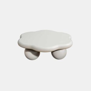 Mesa de centro 79x79 cm - Design moderno e minimalista em forma de nuvem com pés esféricos, poupa espaço - Branco creme