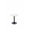 Mesa auxiliar redonda 60x60x74 cm - tampo com efeito de mármore, estrutura em aço inoxidável dourado, estilo moderno e luxuoso - Branco