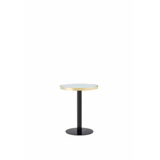 Mesa auxiliar redonda 60x60x74 cm - tampo com efeito de mármore, estrutura em aço inoxidável dourado, estilo moderno e luxuoso - Branco