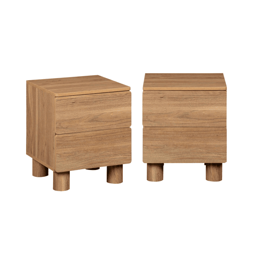 Mesa de cabeceira com efeito madeira com 2 gavetas, set de 2, Ayana, Madeira de nogueira, 40x38x48 cm Mesa de cabeceira com efeito madeira com 2 gavetas, set de 2, Ayana, Madeira de nogueira, 40x38x48 cm