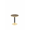 Mesa auxiliar redonda 60x60x74 cm - estilo moderno com tampo com efeito de mármore e borda dourada, estrutura metálica - Cinzento