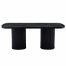 Mesa de jantar oval 180x90x76 cm u2014 design Wabi-Sabi com pé em coluna estriada, estilo Mid-Century e acabamento em MDF u2014 Preto
