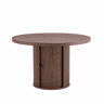 Mesa de jantar redonda 115 x 115 x 74 cm u2014 com espaço de arrumação, pé central com armário, estilo escandinavo moderno u2014 nogueira