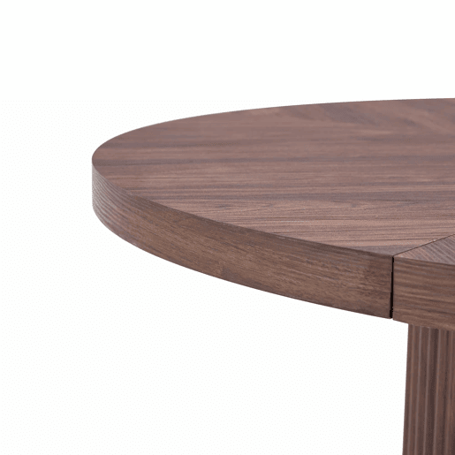Mesa de jantar redonda 115 x 115 x 74 cm u2014 com espaço de arrumação, pé central com armário, estilo escandinavo moderno u2014 nogueira