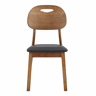 Conjunto de 2 cadeiras de jantar 50x44 cm - encosto oval, design com alça, almofadadas, modernas, em madeira - Preto