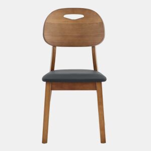 Conjunto de 2 cadeiras de jantar 50x44 cm - encosto oval, design com alça, almofadadas, modernas, em madeira - Preto