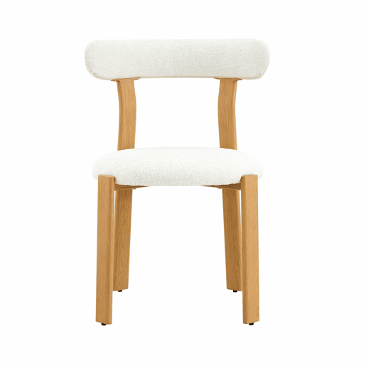 Cadeira de jantar 79 cm - Conjunto de 2 cadeiras estofadas com tecido bouclé respirável, encosto ergonómico e pés estáveis e antiderrapantes - Branco