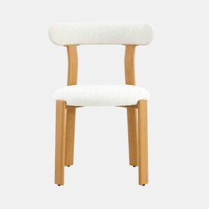 Cadeira de jantar 79 cm - Conjunto de 2 cadeiras estofadas com tecido bouclé respirável, encosto ergonómico e pés estáveis e antiderrapantes - Branco