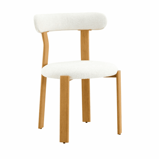 Cadeira de jantar 79 cm - Conjunto de 2 cadeiras estofadas com tecido bouclé respirável, encosto ergonómico e pés estáveis e antiderrapantes - Branco