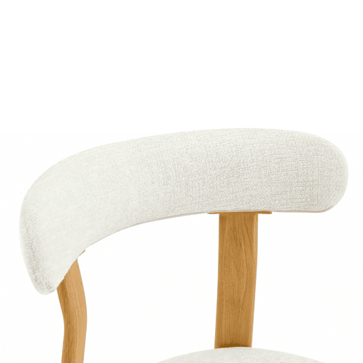 Cadeira de jantar 79 cm - Conjunto de 2 cadeiras estofadas com tecido bouclé respirável, encosto ergonómico e pés estáveis e antiderrapantes - Branco