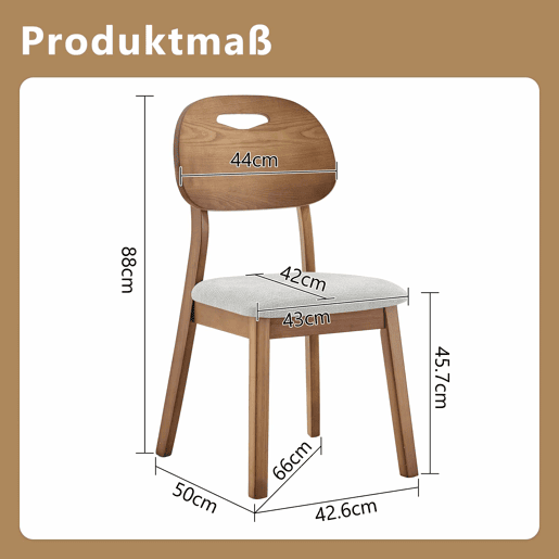 Conjunto de 2 cadeiras de jantar 50x44x88 cm - encosto oval, design moderno em madeira com assento almofadado e pega - cinzento Conjunto de 2 cadeiras de jantar 50x44x88 cm - encosto oval, design moderno em madeira com assento almofadado e pega - cinzento