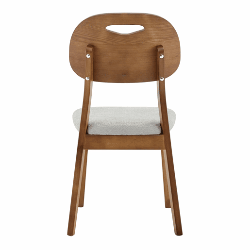 Conjunto de 2 cadeiras de jantar 50x44x88 cm - encosto oval, design moderno em madeira com assento almofadado e pega - cinzento Conjunto de 2 cadeiras de jantar 50x44x88 cm - encosto oval, design moderno em madeira com assento almofadado e pega - cinzento