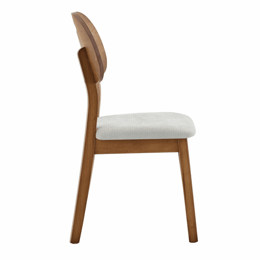 Conjunto de 2 cadeiras de jantar 50x44x88 cm - encosto oval, design moderno em madeira com assento almofadado e pega - cinzento Conjunto de 2 cadeiras de jantar 50x44x88 cm - encosto oval, design moderno em madeira com assento almofadado e pega - cinzento