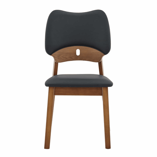 Conjunto de 2 cadeiras de jantar - Encosto em forma de borboleta, estrutura em madeira, assento almofadado, design moderno - Preto