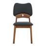 Conjunto de 2 cadeiras de jantar - Encosto em forma de borboleta, estrutura em madeira, assento almofadado, design moderno - Preto