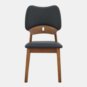 Conjunto de 2 cadeiras de jantar - Encosto em forma de borboleta, estrutura em madeira, assento almofadado, design moderno - Preto