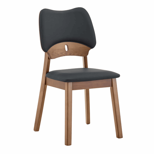 Conjunto de 2 cadeiras de jantar - Encosto em forma de borboleta, estrutura em madeira, assento almofadado, design moderno - Preto