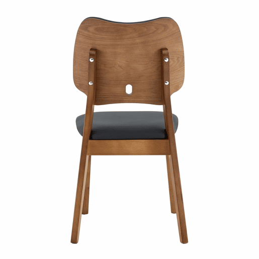 Conjunto de 2 cadeiras de jantar - Encosto em forma de borboleta, estrutura em madeira, assento almofadado, design moderno - Preto